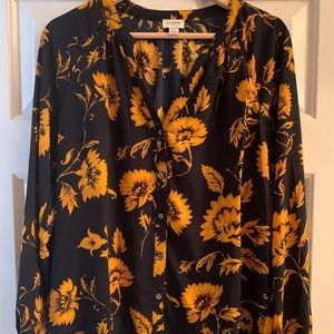 J. Crew Navy & Gold Floral Top